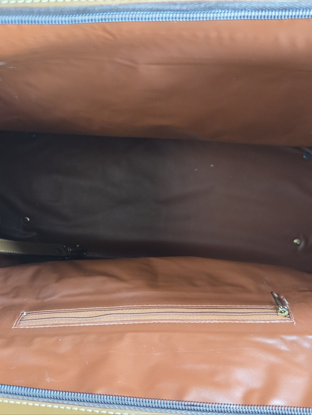 Large Brown Monogram Travel Duffel Bag Carry On Weekender 20" Multi Pocket - Picture 15 of 16